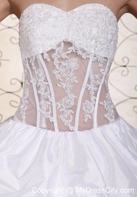 Chapel Train Pick Ups Sweetheart Wedding Gowns with Transparent Organza