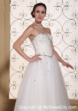 Strapless Beaded Floor-length Tulle Dress for Romantic Garden Wedding