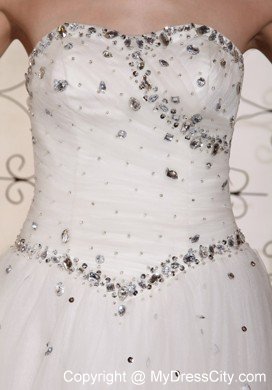 Strapless Beaded Floor-length Tulle Dress for Romantic Garden Wedding