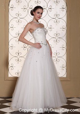 Strapless Beaded Floor-length Tulle Dress for Romantic Garden Wedding