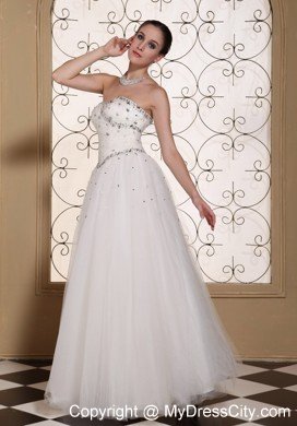 Strapless Beaded Floor-length Tulle Dress for Romantic Garden Wedding