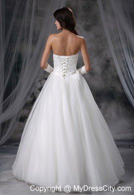 Cheap Simple Beaded Strapless Tulle A-line 2013 Garden Wedding Dress