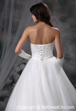 Cheap Simple Beaded Strapless Tulle A-line 2013 Garden Wedding Dress