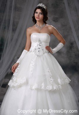 Pretty Two Layers with Lace Hem Strapless Beaded 2013 Dress for Brides