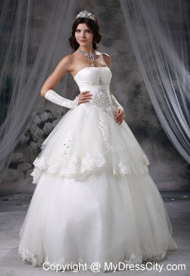 Pretty Two Layers with Lace Hem Strapless Beaded 2013 Dress for Brides