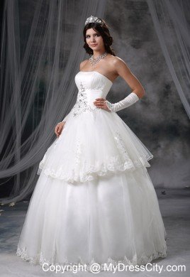 Pretty Two Layers with Lace Hem Strapless Beaded 2013 Dress for Brides