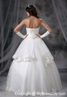 Pretty Two Layers with Lace Hem Strapless Beaded 2013 Dress for Brides