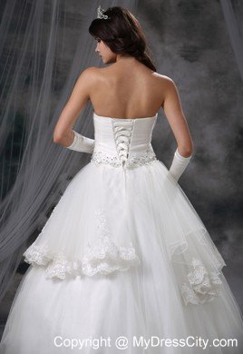 Pretty Two Layers with Lace Hem Strapless Beaded 2013 Dress for Brides