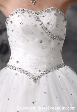 Ball Gown Beaded Strapless Floor-length Tulle 2013 Dress for Wedding