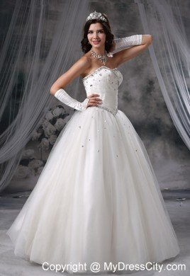 Ball Gown Beaded Strapless Floor-length Tulle 2013 Dress for Wedding