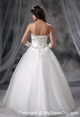 Ball Gown Beaded Strapless Floor-length Tulle 2013 Dress for Wedding