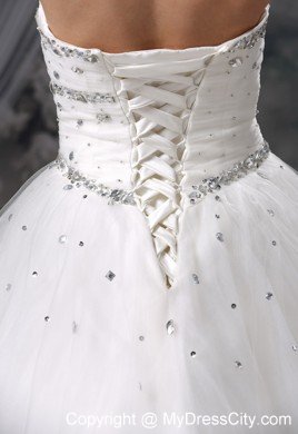 Ball Gown Beaded Strapless Floor-length Tulle 2013 Dress for Wedding