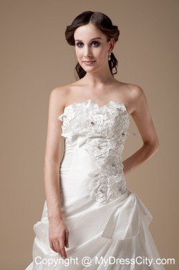 Appliques Sweetheart Brush Train Taffeta 2013 Wedding Bridal Gown