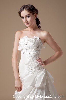 Appliques Sweetheart Brush Train Taffeta 2013 Wedding Bridal Gown