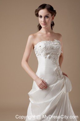 Appliques Sweetheart Brush Train Taffeta 2013 Wedding Bridal Gown