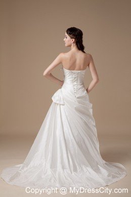 Appliques Sweetheart Brush Train Taffeta 2013 Wedding Bridal Gown