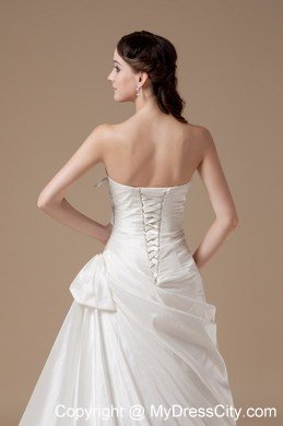 Appliques Sweetheart Brush Train Taffeta 2013 Wedding Bridal Gown