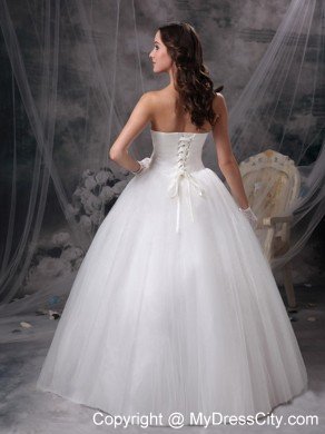 Cheap Simple Strapless Organza Wedding Bridal Gowns with Champagne Sash