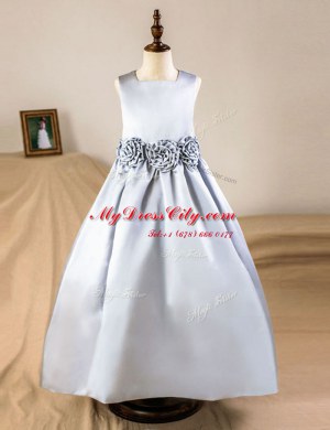 Artistic Floor Length A-line Sleeveless Silver Toddler Flower Girl Dress Zipper