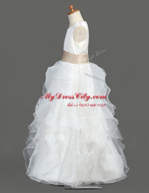 Clearance Scoop Sleeveless Zipper Floor Length Ruffled Layers Flower Girl Dress