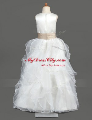 Clearance Scoop Sleeveless Zipper Floor Length Ruffled Layers Flower Girl Dress