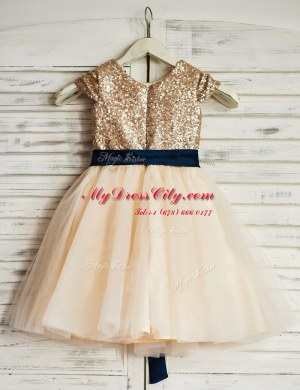 Ideal Scoop Tulle Sleeveless Mini Length Toddler Flower Girl Dress and Sashes ribbons and Sequins