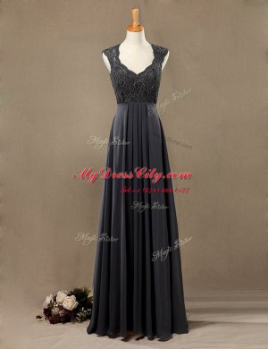 Custom Designed Scoop Sleeveless Zipper Floor Length Lace Evening Dress