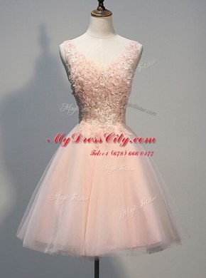 Sleeveless Zipper Knee Length Beading and Appliques Prom Dress