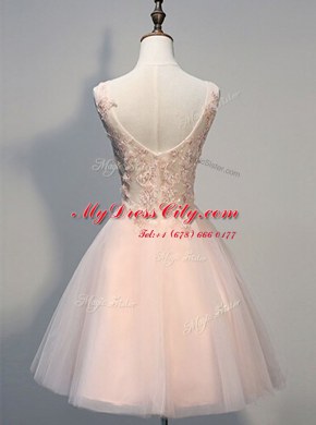 Sleeveless Zipper Knee Length Beading and Appliques Prom Dress