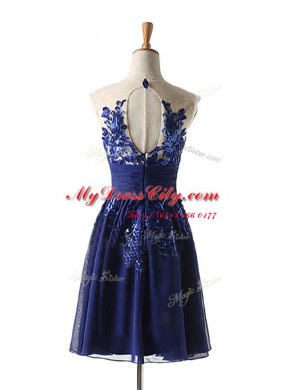 Designer Navy Blue Scoop Backless Appliques Sleeveless