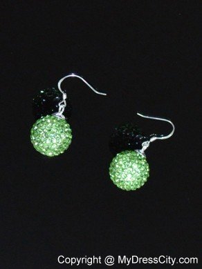 Beautiful Spring Green Round Rhinestone Earrings