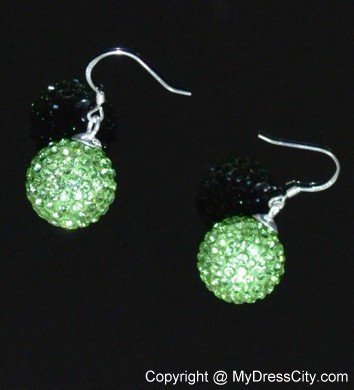 Beautiful Spring Green Round Rhinestone Earrings