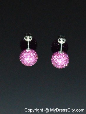 Round Discount Rhinestone Baby Pink Earrings