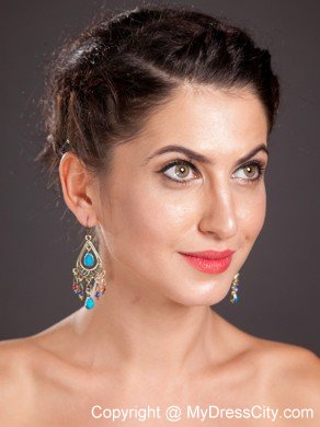 Charming Gold Plated Chandelier Drop Earrings