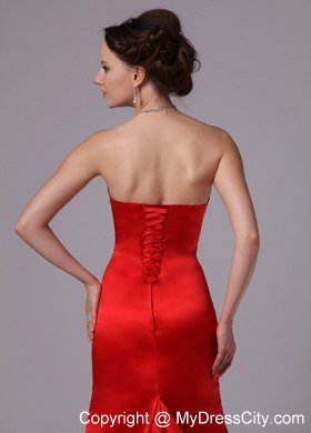 Red Appliques Decorate Sweetheart Evening Dress with Court Train