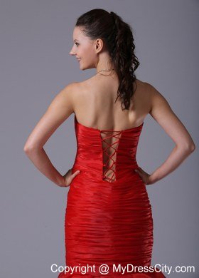 Red Mermaid Sheath Ruffles Layered and Ruches Evening Dresses