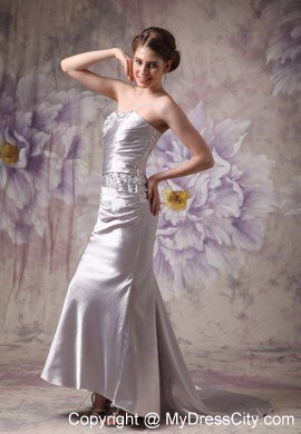 Sliver Column Strapless Evening Dress with Taffeta and Beading