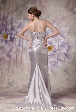 Sliver Column Strapless Evening Dress with Taffeta and Beading