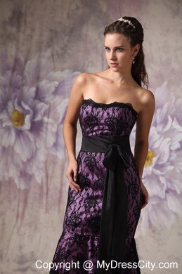 Brand New Mermaid Eggplant Purple and Black Evening Dress