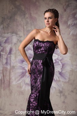 Brand New Mermaid Eggplant Purple and Black Evening Dress