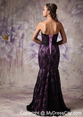 Brand New Mermaid Eggplant Purple and Black Evening Dress