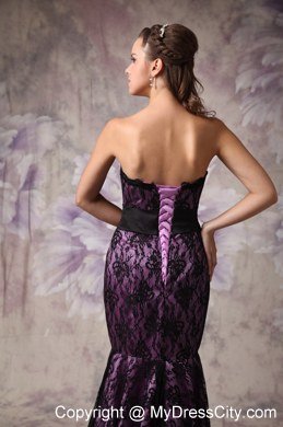 Brand New Mermaid Eggplant Purple and Black Evening Dress