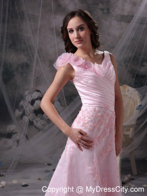 Pretty Baby Pink Princess V-neck Lace 2013 Evening Dress