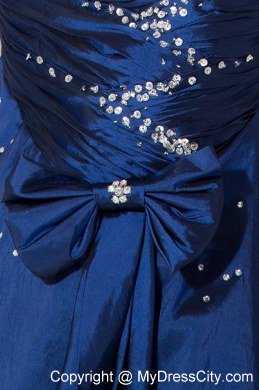 Exquisite Navy Blue Mermaid Evening Dress with Beading and Ruches