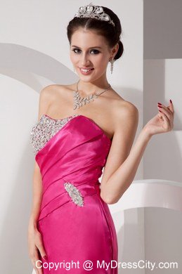 Hot Pink Column Beading Sweetheart Evening Dresses for Celebrity