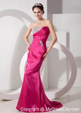 Hot Pink Column Beading Sweetheart Evening Dresses for Celebrity