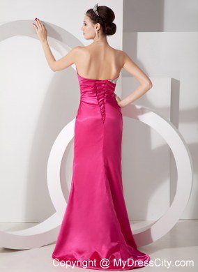 Hot Pink Column Beading Sweetheart Evening Dresses for Celebrity