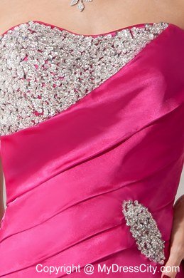 Hot Pink Column Beading Sweetheart Evening Dresses for Celebrity