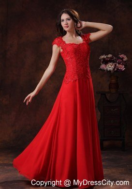 Customize Red Square Prom Evening Dresses with Lace Over Bodice