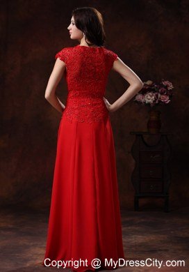 Customize Red Square Prom Evening Dresses with Lace Over Bodice